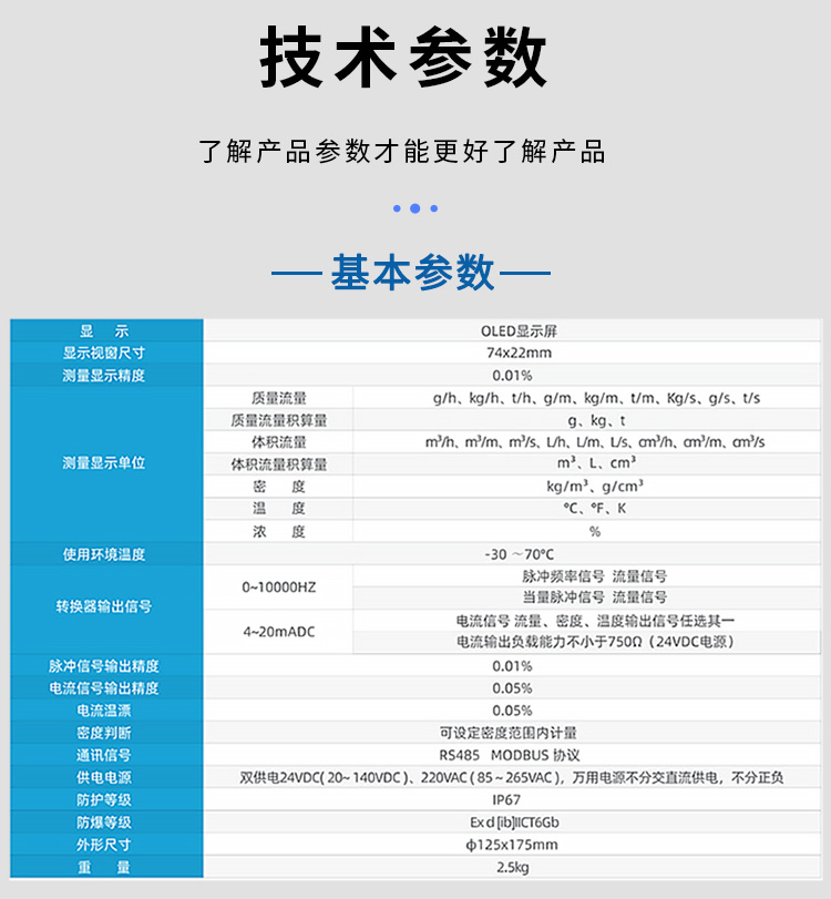 原油質(zhì)量流量計(jì)技術(shù)參數(shù)